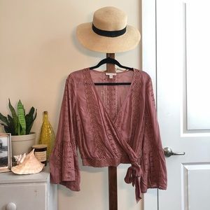 Bell sleeve wrap top